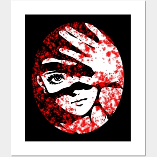 Punk Fashion Style Oval Red Glowing Girl Posters and Art